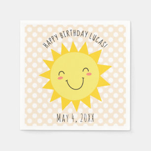 Sunshine Face Happy Birthday Party Napkin