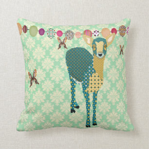 Sunshine Fawn & Golddust Butterflies Mint Julep Da Throw Pillow