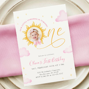 Sunshine First Birthday Photo Invitation