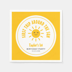 Sunshine First Trip Around The Sun 1st Birthday Napkin