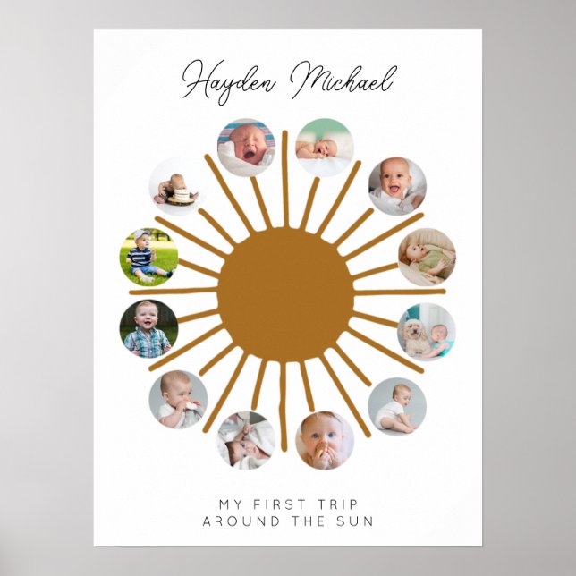 Sunshine First Year Birthday Photo Sign  (Front)