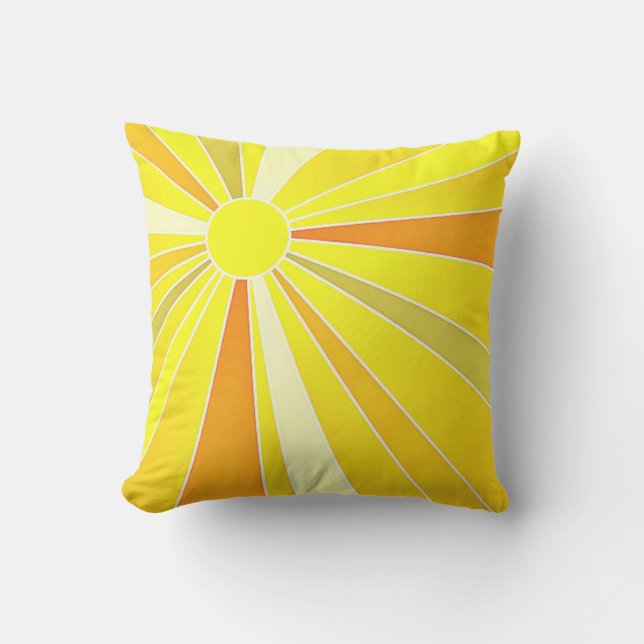 Sunshine/Floral Pattern Reversible Throw Pillow (Front)