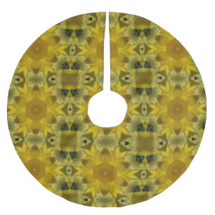 Sunshine Flower Burst Golden Brushed Polyester Tree Skirt