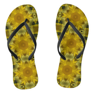 Sunshine Flower Burst Golden Flip Flops