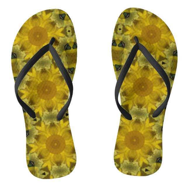 Sunshine Flower Burst Golden Flip Flops (Footbed)