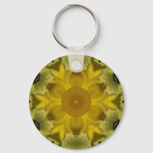 Sunshine Flower Burst Golden Keychain
