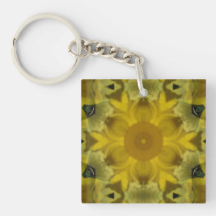 Sunshine Flower Burst Golden Keychain
