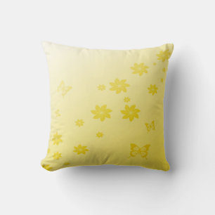 Sunshine Flowers n Butterflies Throw Pillow