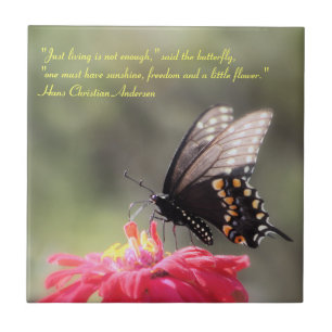 "Sunshine, Freedom, Flower" Butterfly Quote Tile