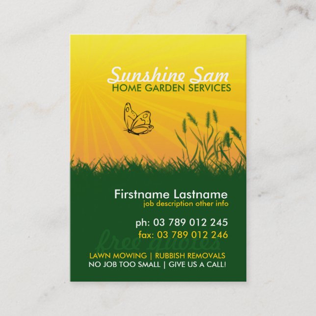 Sunshine Garden Service Business Card (Front)