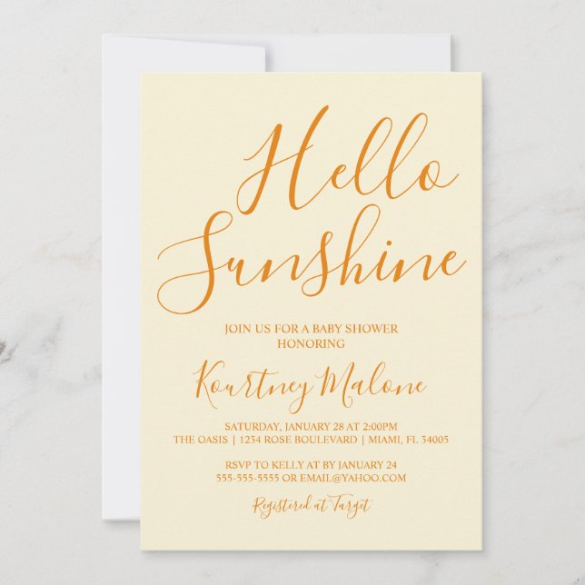 Sunshine Gender Neutral Baby Shower Invitation (Front)