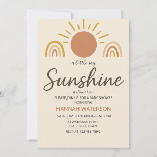 Sunshine Gender Neutral Boho Sun Baby Shower Invitation