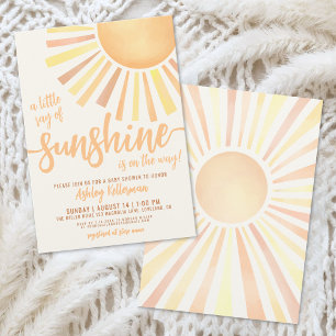 Sunshine Gender Neutral Boho Sun Baby Shower Invitation