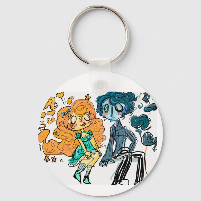 Sunshine girl and rain boy  keychain (Front)