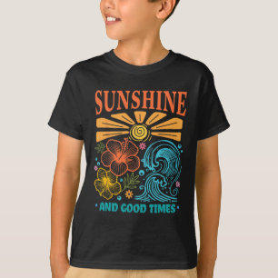 Sunshine Good Times Tropical Wave Hibiscus Retro B T-Shirt