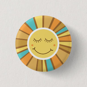 Sunshine Groovy Retro Boho Hippie Around the Sun 1 Inch Round Button