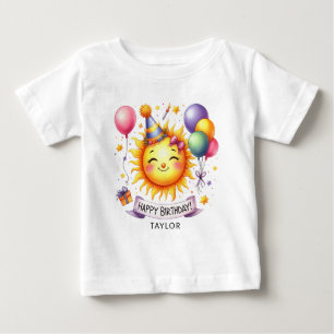 Sunshine Happy Birthday Custom Name Baby T-Shirt