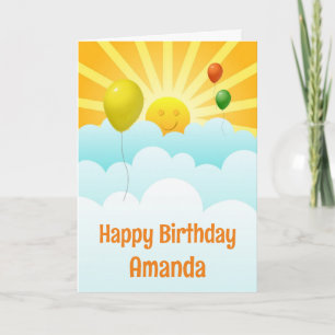 Sunshine Happy Face and Balloons Birthday Card