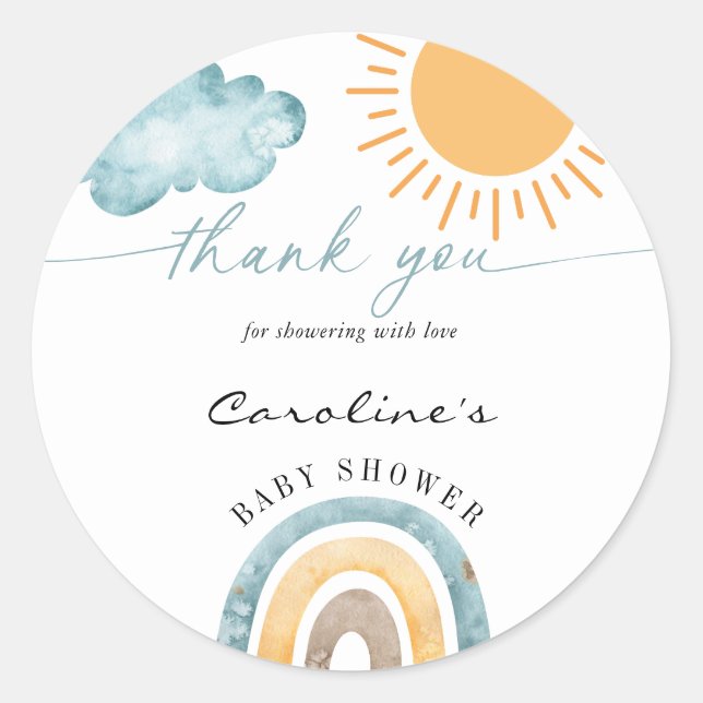 Sunshine Here Comes The Son Thank You Classic Round Sticker (Front)
