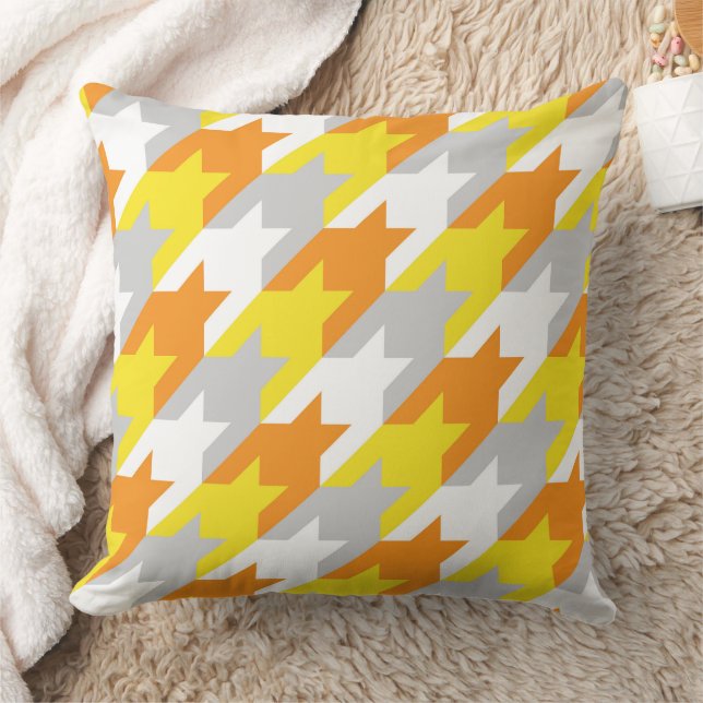 Sunshine Houndstooth Throw Pillow (Blanket)