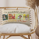 Sunshine in the House Grandchild Quote 4 Photo Lumbar Pillow<br><div class="desc">Create your own custom photo pillow with 4 of your favourite photos. The design features the quote "a grandchild's laugh is sunshine in the house". It is lettered in ornate calligraphy with love hearts and an ombre colour palette of olive green through sunny yellow and burnt orange. The photo template...</div>