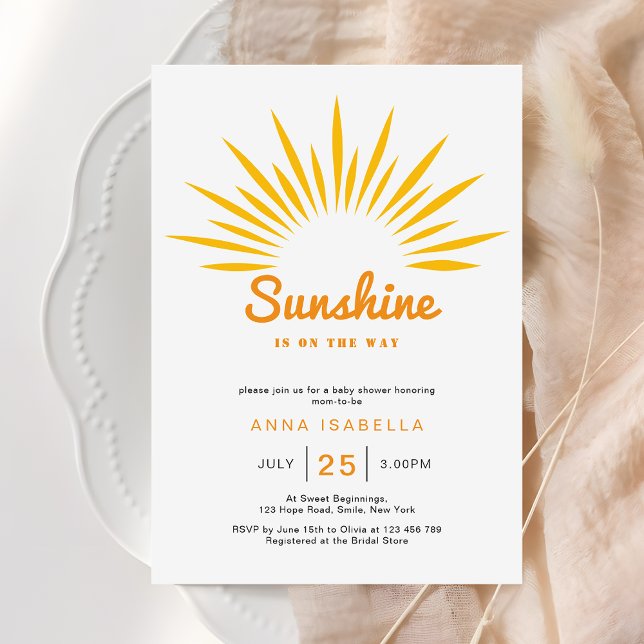 Sunshine Is On The Way Boho Baby Shower Invitation (Creator Uploaded)