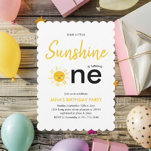 Sunshine is Turning One Birthday Party Invitation