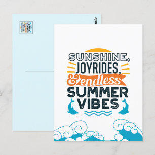 Sunshine & Joyrides - Endless Summer Vibes Quote Postcard