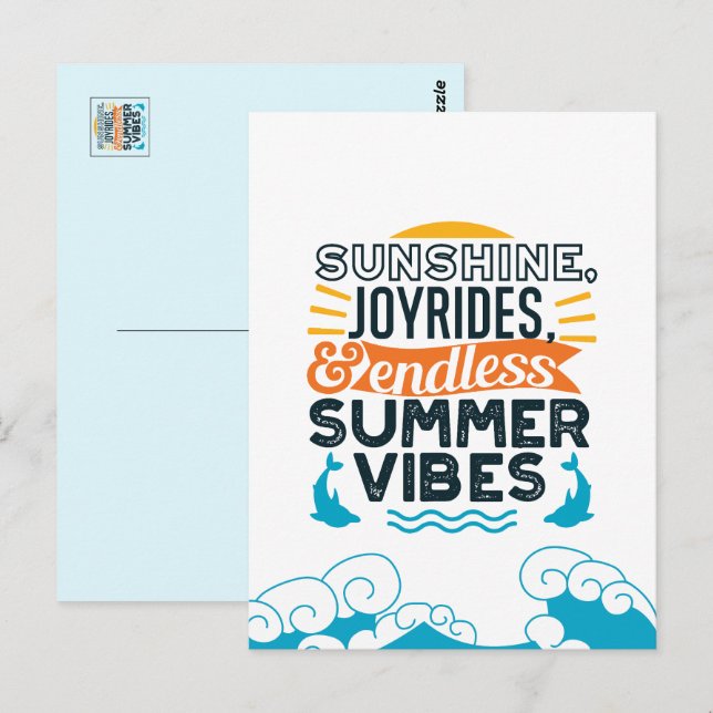 Sunshine & Joyrides - Endless Summer Vibes Quote Postcard (Front/Back)
