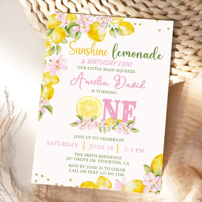 Sunshine Lemon Lemonade First Birthday Invitation (Creator Uploaded)