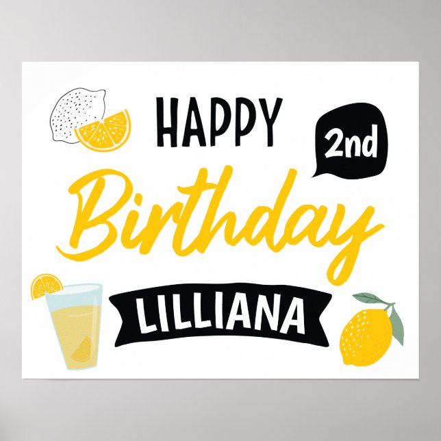 Sunshine Lemonade and Fun Happy Birthday Poster (Front)