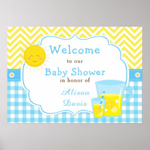 Sunshine & Lemonade Blue & Yellow Shower Party Poster