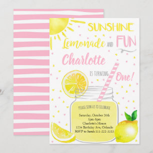 Sunshine Lemonade et Amusants Invitation d'anniver