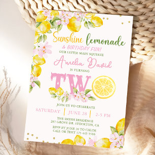 Sunshine Lemonade Floral Birthday Invitation