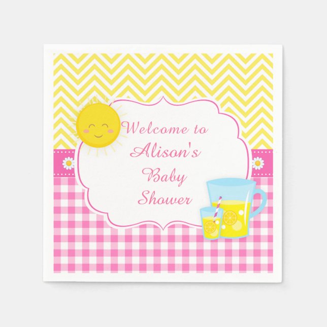 Sunshine & Lemonade Pink & Yellow  Napkin (Front)