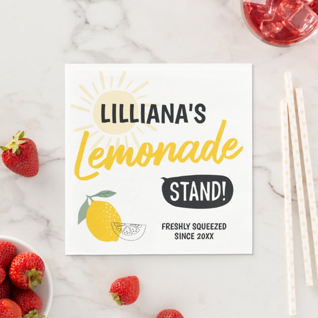 Sunshine Lemonade Stand Birthday Party Napkin (Insitu)