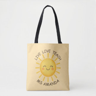 Sunshine Live Love Teach Personalized Teacher Tote Bag