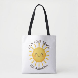 Sunshine Live Love Teach Personalized Teacher Tote Bag