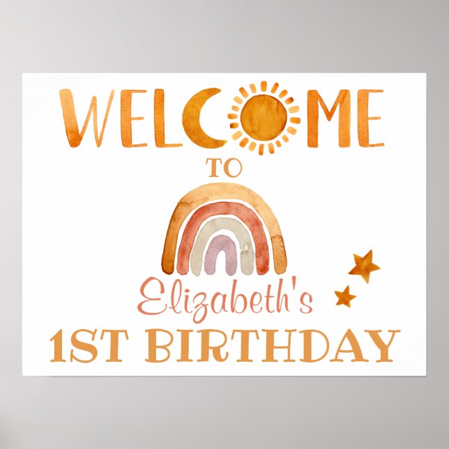 Sunshine, Moon, Rainbow and Stars Welcome Sign (Front)