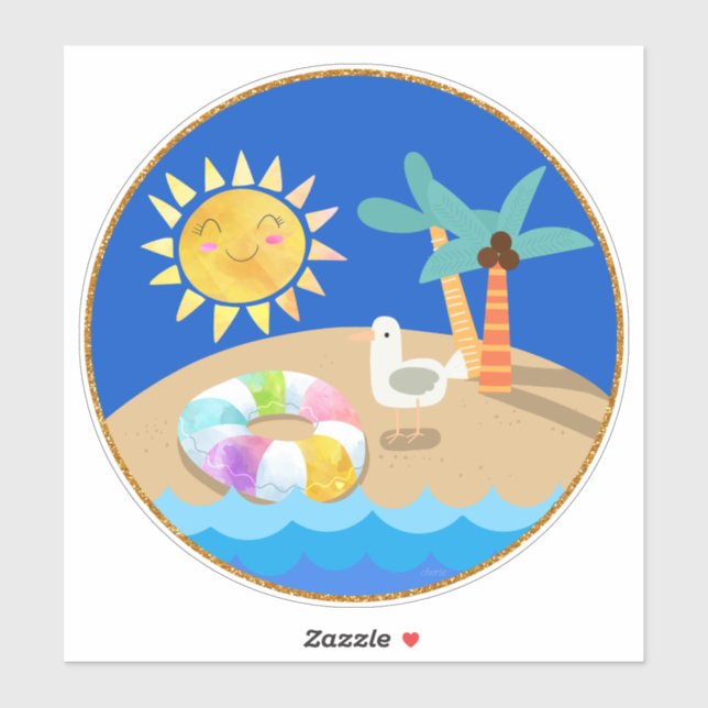 Sunshine on the Beach Palm Trees Seagull (Sheet)