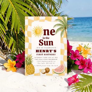 Sunshine One in the Sun Tropical First Birthday  Invitation