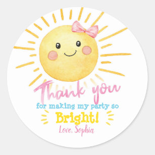 Sunshine Party Stickers-Favour Tags-Thank You Note Classic Round Sticker