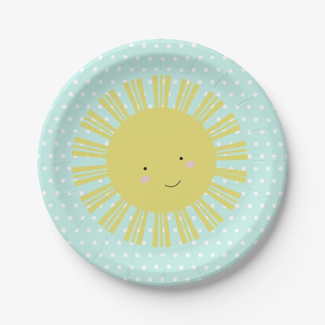 Sunshine Party Supplies Birthday Sun Customize Me Paper Plate (Front)