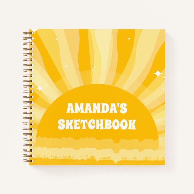 Sunshine Personalized Kids Sketchbook Notebook (Front)