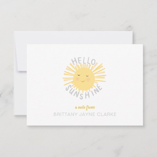 Sunshine Personalized Note Cards for Kids (Front)
