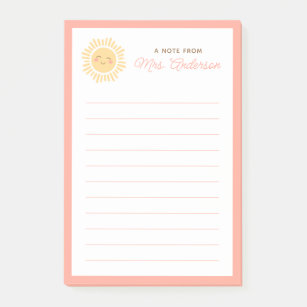 Sunshine Personalized Teacher Appreciation Gift Post-it Notes