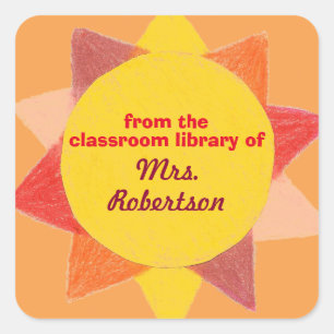 Sunshine personalized teacher gift bookplate 2 square sticker