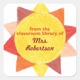 Sunshine personalized teacher gift bookplate square sticker