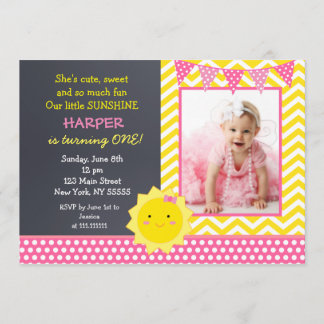 Sunshine Photo Anniversaire Fête Invitation