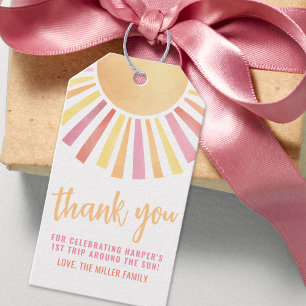 Sunshine Pink Sun Birthday Gift Tags